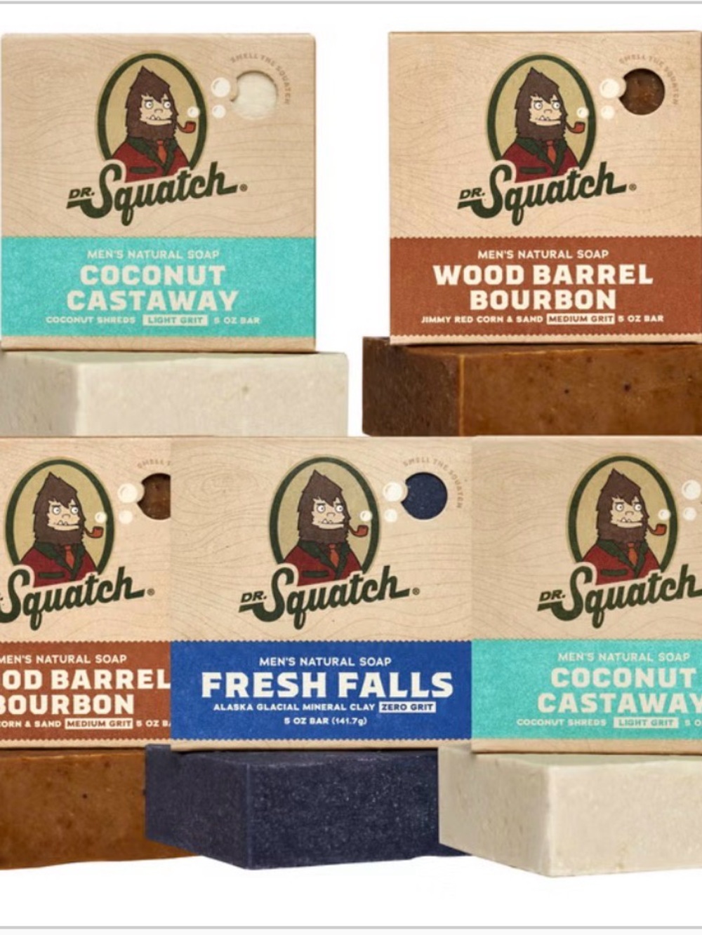 Dr Squatch Men's Natural Bar Soap, 5 oz, 5-pack